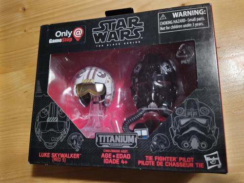 Hasbro Titanium Series Helmets #10 Luke Skywalker (Red 5) & TIE Fighter Pilot Helmets (2)